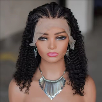 Pelucas trenzadas 13x4 de cabello humano virgen vietnamita, rizadas afro, con encaje frontal para mujer, súper doble densidad, alta densidad