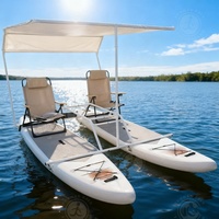 Planche à pagaie gonflable double couverte portable, catamaran à pédales, rangement facile, E-catamaran, planche à pagaie, bateau de pêche pour débutants
