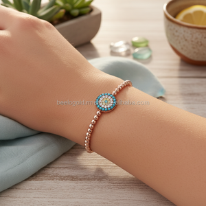 925K En Argent Sterling Bracelet Mauvais Oeil BSUMTB041 - Product Image 3