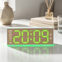 Holzmaserung Heimdekoration Elektronische LED Minimalistische Digitale Großdisplay-Tischuhr USB-Radio Multifunktions-Ambientelicht für