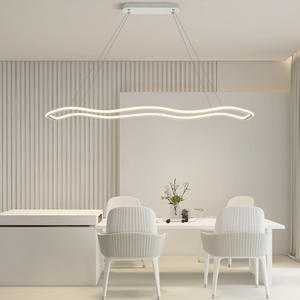 Restaurant Licht Luxe Moderne Led Kroonluchter Moderne Aluminium Siliconen Eetkamer Lange Lineaire Hanglamp - Product Image 1