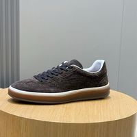 Chaussures décontractées de luxe pour hommes, style italien original, en daim et lin, avec lacets et semelle épaisse en caoutchouc.