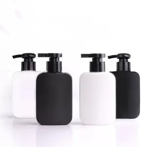 Flacone di Shampoo quadrato bianco nero vuoto personalizzato flacone di lozione per lavaggio a mano in plastica da 150ml 200ml con pompa