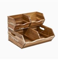 Panier de rangement pour légumes en bois à double étage empilable pour la cuisine
