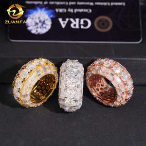 Новое поступление, уникальный дизайн, модные ювелирные изделия, багет в стиле хип-хоп, Муассанит, бриллиантовое 925, кольцо из стерлингового серебра с вечностью - Product Image 1