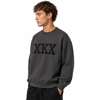 Sweat à capuche en coton personnalisé avec logo, coupe ample pour homme, 300 g/m², haute qualité, coupe courte, gris foncé, col rond intégral