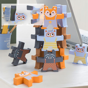 Montessori động vật Hội Đồng Quản trị Trò chơi giáo dục xếp chồng cân bằng xây dựng gấu khối gỗ đồ chơi - Product Image 2