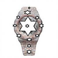 Montre mécanique automatique de luxe pour hommes NYC DIAMOND EMPIRE en or rose, 41 mm, carrée, analogique, avec cristal saphir, lumineuse, en acier inoxydable