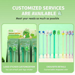 2-पैक 0.5 मिमी जेल पेन डायनासोर कैप डिजाइन, फफोले कार्ड पैक - Product Image 6