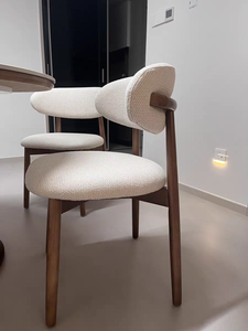 Chaises de salle à manger modernes nordiques <span class=keywords><strong>en</strong></span> bois avec dossier <span class=keywords><strong>en</strong></span> <span class=keywords><strong>tissu</strong></span> de coton et lin, ergonomiques, écologiques, <span class=keywords><strong>pour</strong></span> la maison, le bureau, le parc, l'hôtel, le salon - Product Image 4