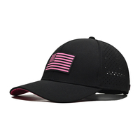 Casquette de baseball à 6 panneaux M Manufacturer, logo en caoutchouc drapeau américain personnalisé, casquette de golf intérieure personnalisée, réglable