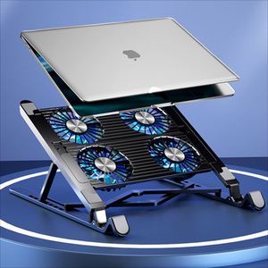 X524 Triangle Design Adjustable Laptop <b>Holder</b> Foldable Portable Notebook Desktop Stand With Four Cooling Fans for Office Use - Product Image 2