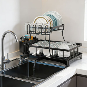 Escurridor de Platos para Encimera con Bandeja, Secado Rápido, Multifuncional, Organizador de Fregadero de Cocina, Forma Cuadrada, Uso Doméstico - Product Image 3