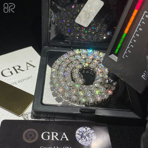Prezzo all'ingrosso collana a catena da Tennis Moissanite Iced Out Round Brilliant Cut placcato oro 925 gioielli in argento con bracciale Fine - Product Image 3