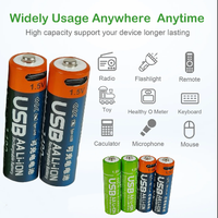 Baterai Isi Ulang 1.5V Usb Paket Isi Ulang 2/4 Baterai AA 2500mWh Kapasitas Tinggi untuk Kamera