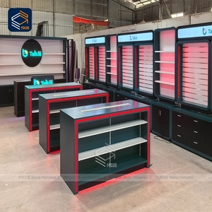 Tùy chỉnh màu xanh lá cây LED ánh sáng Cửa hàng bán lẻ tủ trưng bày bằng gỗ hiện đại hiển thị truy cập tường kệ đơn vị hiển thị lịch thi đấu - Product Image 4