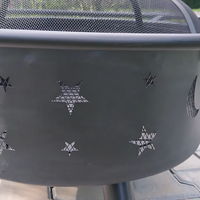 Grosir karton kayu baja disesuaikan Modern Tianjin luar ruangan Corten baja besi lubang api panggangan Bbq 120mm dilapisi bubuk 760*500mm