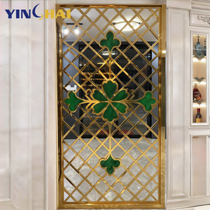 アールデコ調の廊下仕切り、リビングルーム、ホテルの部屋の壁フレーム、スチール製仕切り、カスタム仕切り壁パネル、ゴールド - Product Image 4