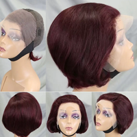 Perruque brésilienne courte et vierge, coupe bob, pré-épilée, sans colle, avec dentelle transparente, cheveux humains de haute qualité