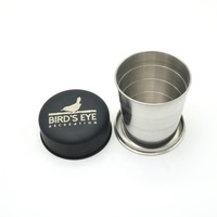 60/150/250ml Matte Black Stained Metal Collapsible Portable Retractable Folding Telescopic Travel Camp Cup With OEM Laser Logo
