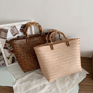 RTS Bulk Mixed Order New Vintage Imitate Seagrass Straw Basket Bag <b>Plastic</b> <b>Tote</b> Handbag Beach Bag for Fashion Travel - Product Image 2