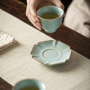 Posavasos de cerámica Ru Ware con forma de seis girasoles, tapete aislante del calor para taza de té, uso doméstico - Product Image 2