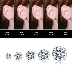 316l Stainless Steel Diamond Cubic Zirconia Ear Rings CZ Stud Earrings For Women