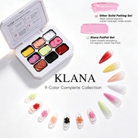 KLANA Kit de Gel à Ongles 9 Couleurs avec Éponge, Palette de Gel Peinture Non Coulant pour Estampillage, Décoration DIY Manucure Nail Art