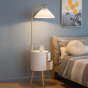 Lámpara de Pie Moderna Minimalista con Mesa Auxiliar, Pantalla de Papel Blanco, Base de Metal, Altura Ajustable, Luz Cálida, Iluminación LED para Sala de Estar - Product Image 5