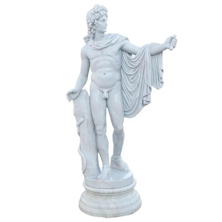 تمثال أبولو من الرخام المحفور يدويًا على الطراز اليوناني القديم