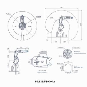 Brazo Robótico Industrial PLC de 6 Ejes de Alta Precisión con Certificación CE BRTIRUS0707A, Carga Útil de 7 kg para Soldadura, Pulverización, Pulido de Núcleos de Motor - Product Image 3