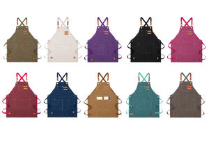 Tablier <span class=keywords><strong>de</strong></span> boulangerie durable en toile épaisse avec logo personnalisé pour parents, tenues <span class=keywords><strong>de</strong></span> famille assorties, dos croisé, pour mère fille - Product Image 5