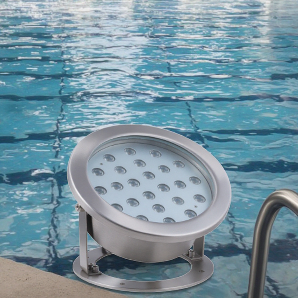 LED Pool Light with Stainless Steel Body White & Blue Emitting Colors for Outdoor Ponds & Landscape 12V Input IP68 Rated