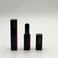 Tubo de Aluminio Cuadrado Mate de Lujo con Rayas para Lápiz Labial, Copa Interior de 11.1mm, Estuche Vacío para Lápiz Labial, Envase Cosmético con Logotipo Personalizado