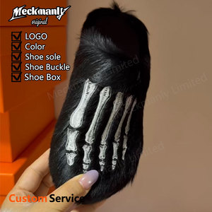 Pantoufles en peluche personnalisées, douces et fourrées, avec broderie, sandales chaudes à talons pour homme - Product Image 5