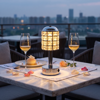 Lampe de table LED moderne de luxe avec abat-jour en cristal, base chromée, variateur tactile, sans fil, rechargeable, pour restaurant, bar, café, ambiance
