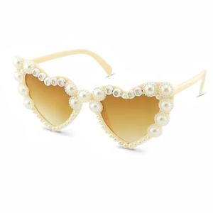 Hstyle Elegant Bride to Be Pearl Sunglasses Snowflake Pearl Heart Shaped <strong>Glasses</strong> for Bridal Shower <strong>Engagement</strong> Bride Party Favors - Product Image 3