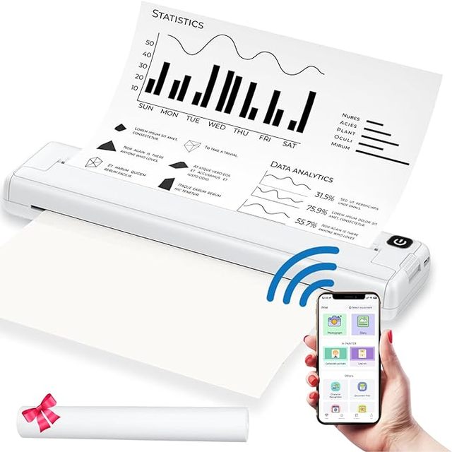 Portable Rechargeable Inkless Thermal Printer A4 Size Easy to Use Wide Compatibility Large Capacity with App Support
