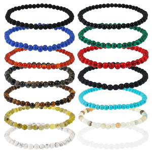 Pulseras de cuentas de piedra Natural azul de 4mm para mujer Reiki cuarzo cristal lapislázuli aguamarina Aventurina Pulsera joyería Pulsera - Product Image 1