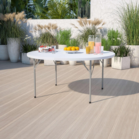 Vente en gros de table pliante ronde intérieure extérieure en HDPE de 2m de long tables de jardin portables et pliables pour les fêtes et les événements