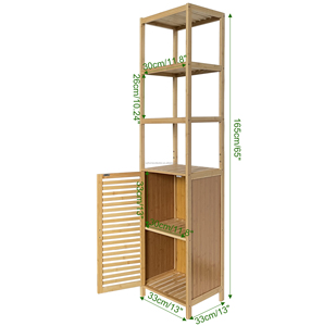 Armoire de rangement en bambou ventilé Urban Neat SYT pour mur <span class=keywords><strong>TV</strong></span>, coin, porte à lattes, panier à linge pour niche de lecture - Product Image 2