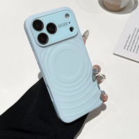 Nouvelle coque de téléphone magnétique en silicone ondulé simple et luxueuse pour iPhone 17 Pro Max 16 15 14 13 avec grande fenêtre de protection arrière