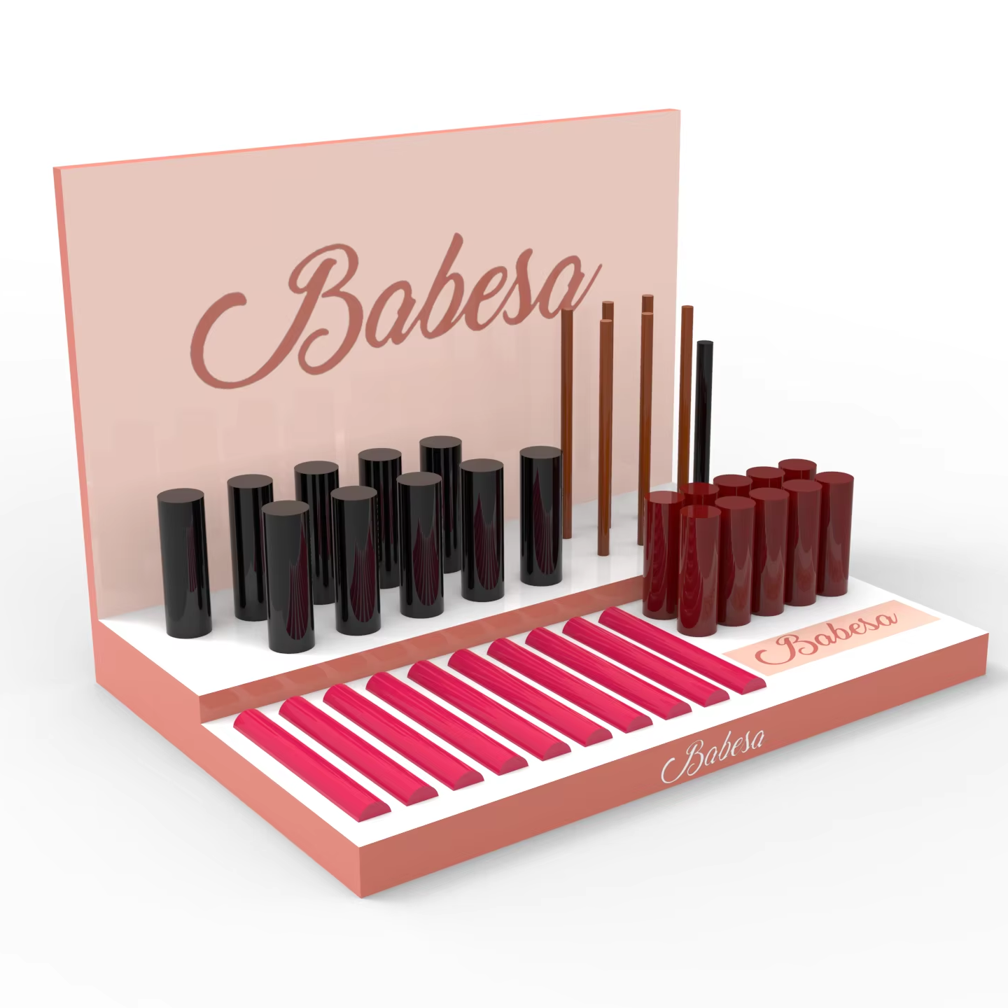Apache Customized Luxury Acrylic Countertop Eyelash Eyeliner Extension Foundation Makeup Store Display Storage for Brand Shops