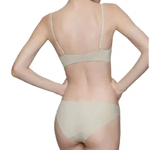 Keluaran baru Set Bra tanpa kelim dapat bernafas nyaman Set Bra segitiga kain katun melar pakaian Lingerie seksi wanita