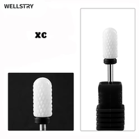 WELLSTRY Accepte les étiquettes personnalisées Outil de manucure Embouts de ponceuse à ongles en céramique Diamètre de tige 3/32" Grand cylindre Lisse Boîte portable