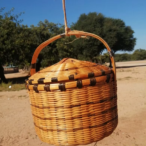 Cesta de Almacenamiento de Bambú Tejida a Mano, Cesta de Picnic de Gran Capacidad, Cesta de Mimbre Natural para Organización del Hogar - Product Image 1