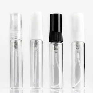 Easy Install Small Refillable 2ml 5ml 10ml Glass Vial With Black White Spray For Perfume Tester Sample Bottle