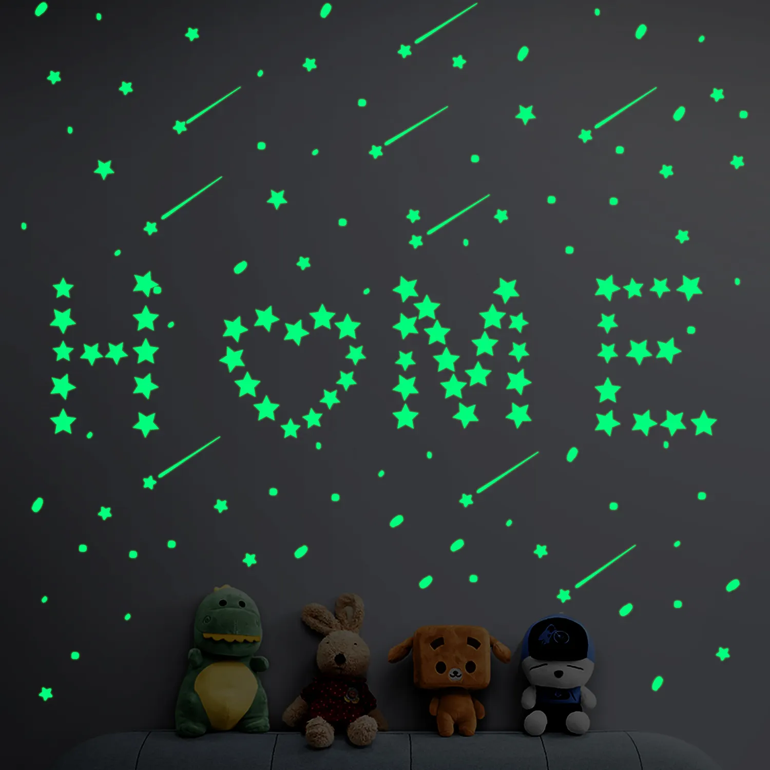 사용자 정의 날 3D 글로우 스타 어두운 형광 달과 아이들을위한 문자 스티커 침실 천장 벽 스티커