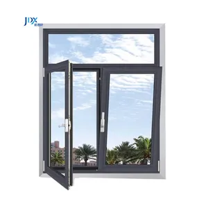 Supplier Black Frameless 48 X 60 Swing Windows Composite Frame Crank Open Double Casement Aluminium Windows