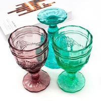 LANGXU vente en gros de gobelet verres fantaisie verrerie verre à vin ondulé coloré avec boîte cadeau pour mariage